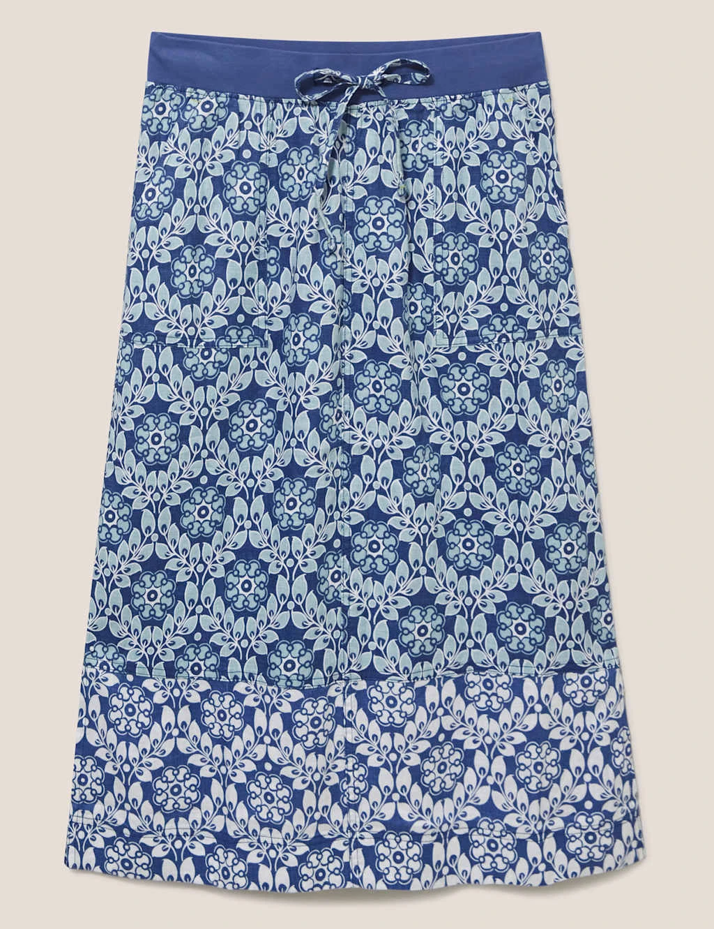 WHITE STUFF Pure Linen Printed Midi A-Line Skirt 2 WHITE STUFF Pure Linen Printed Midi A-Line Skirt - Image 2