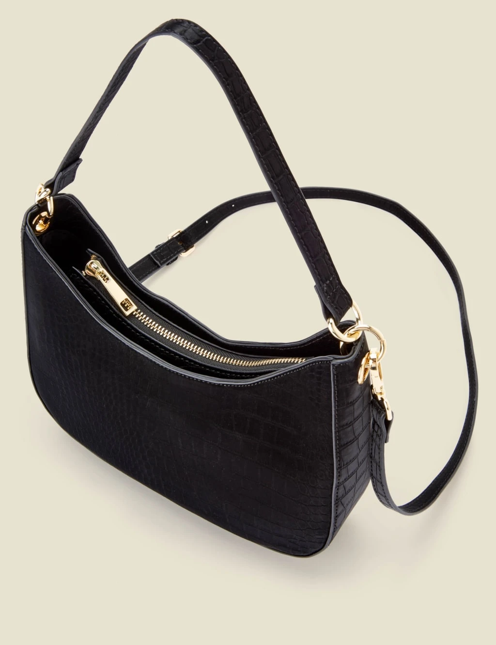 Faux Leather Croc Effect Shoulder Bag 3 Faux Leather Croc Effect Shoulder Bag - Image 3