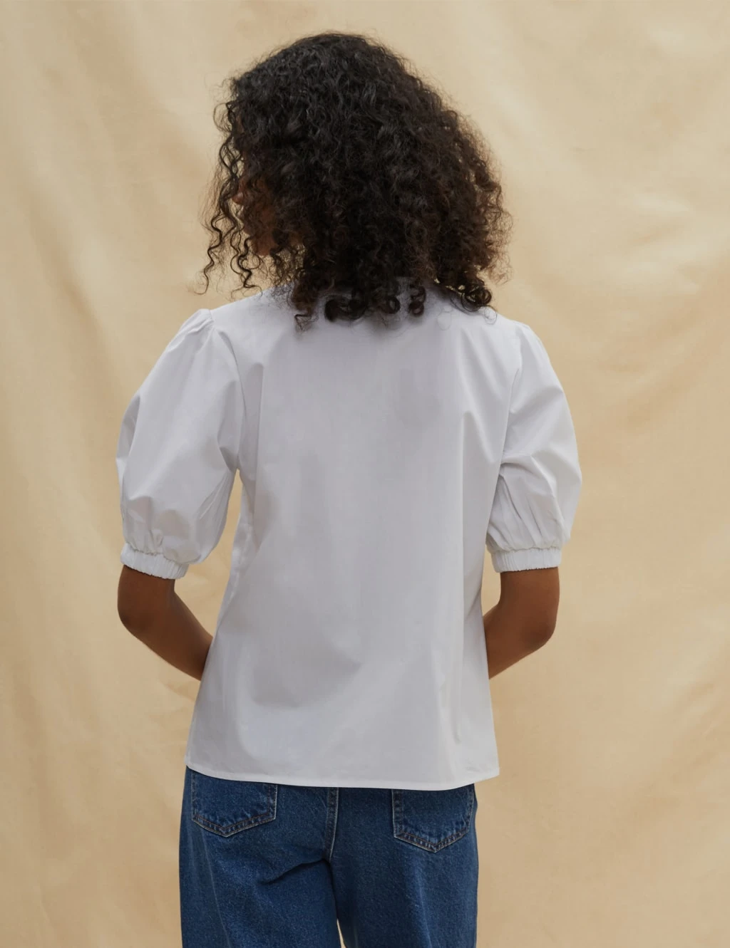 Organic Cotton V-Neck Puff Sleeve Blouse 4 Organic Cotton V-Neck Puff Sleeve Blouse - Image 4