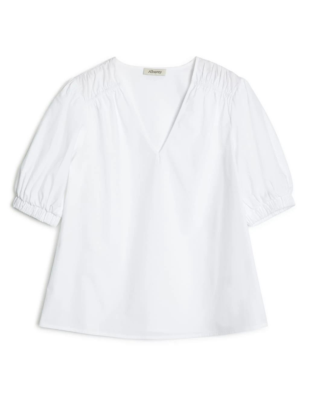 Organic Cotton V-Neck Puff Sleeve Blouse 2 Organic Cotton V-Neck Puff Sleeve Blouse - Image 2
