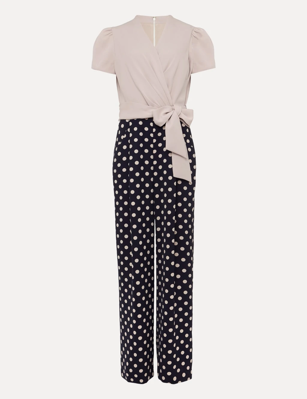 Polka Dot Tie Detail Wide Leg Jumpsuit 2 Polka Dot Tie Detail Wide Leg Jumpsuit - Image 2