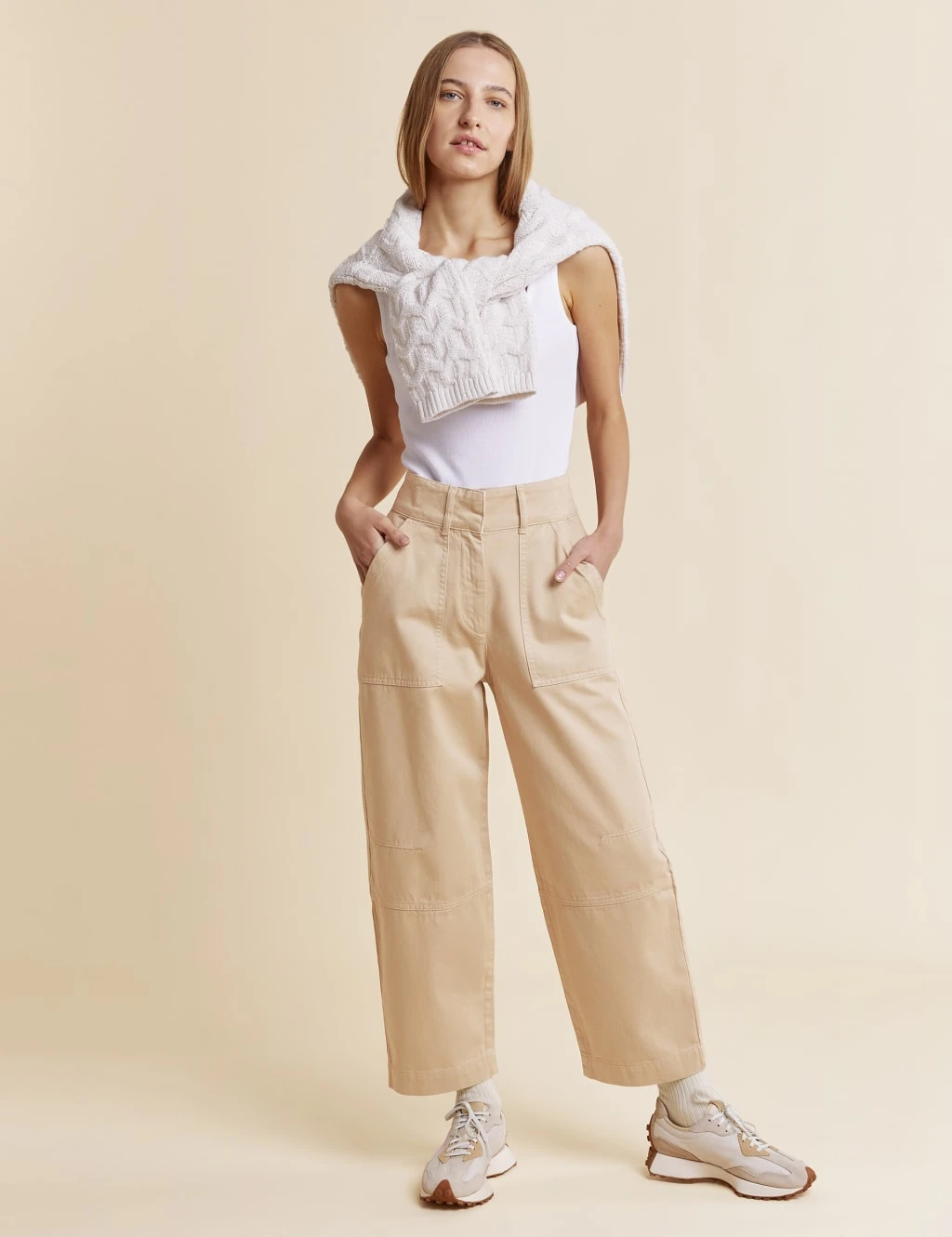 Pure Cotton Cargo Wide Leg Trousers 1 Pure Cotton Cargo Wide Leg Trousers