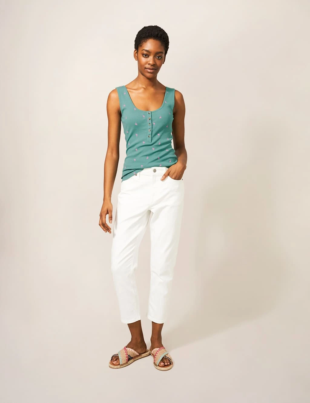 WHITE STUFF Cotton Modal Blend Bird Print Vest Top 5 WHITE STUFF Cotton Modal Blend Bird Print Vest Top - Image 5