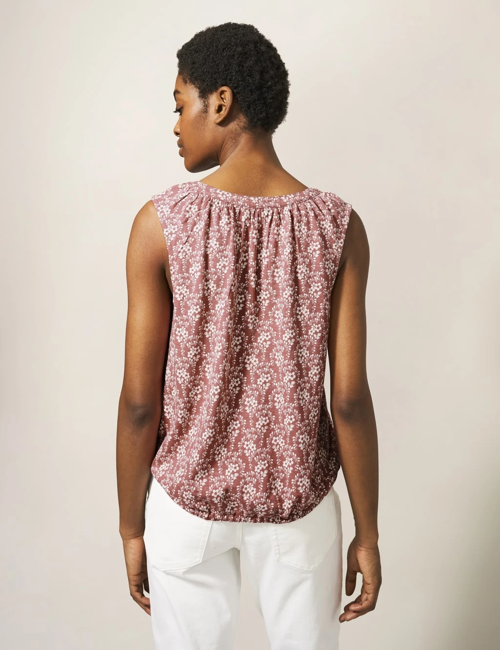 WHITE STUFF Pure Cotton Floral Tie Front Vest Top 3 WHITE STUFF Pure Cotton Floral Tie Front Vest Top - Image 3