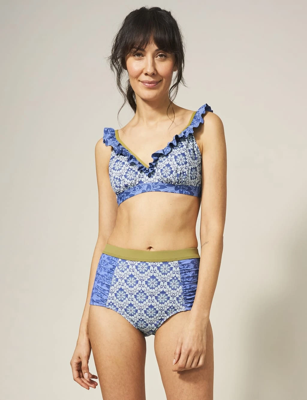 WHITE STUFF Printed Ruched High Waisted Bikini Bottoms 4 WHITE STUFF Printed Ruched High Waisted Bikini Bottoms - Image 4