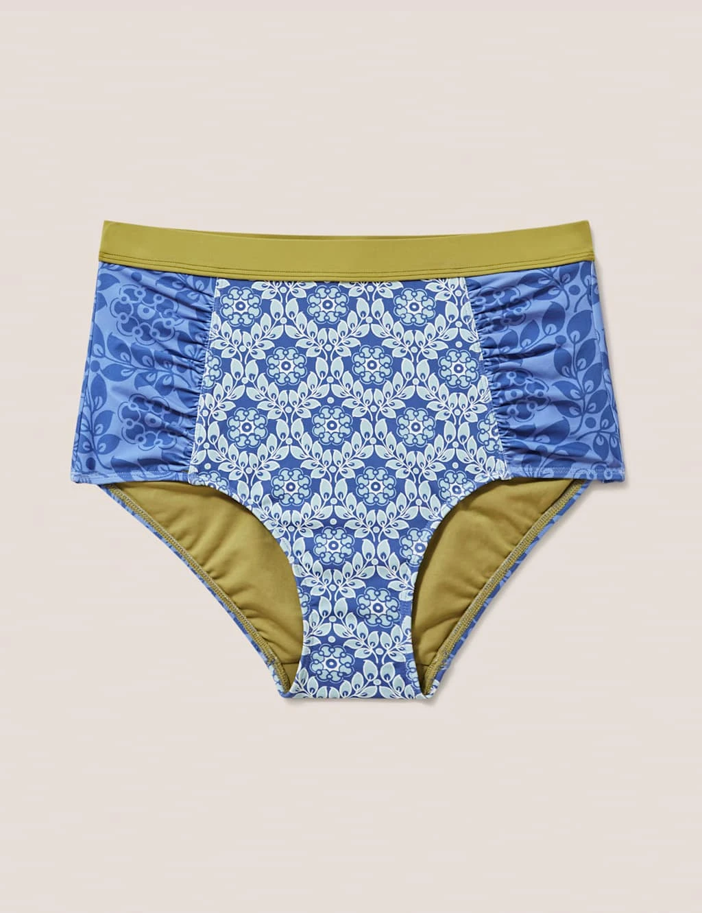 WHITE STUFF Printed Ruched High Waisted Bikini Bottoms 2 WHITE STUFF Printed Ruched High Waisted Bikini Bottoms - Image 2