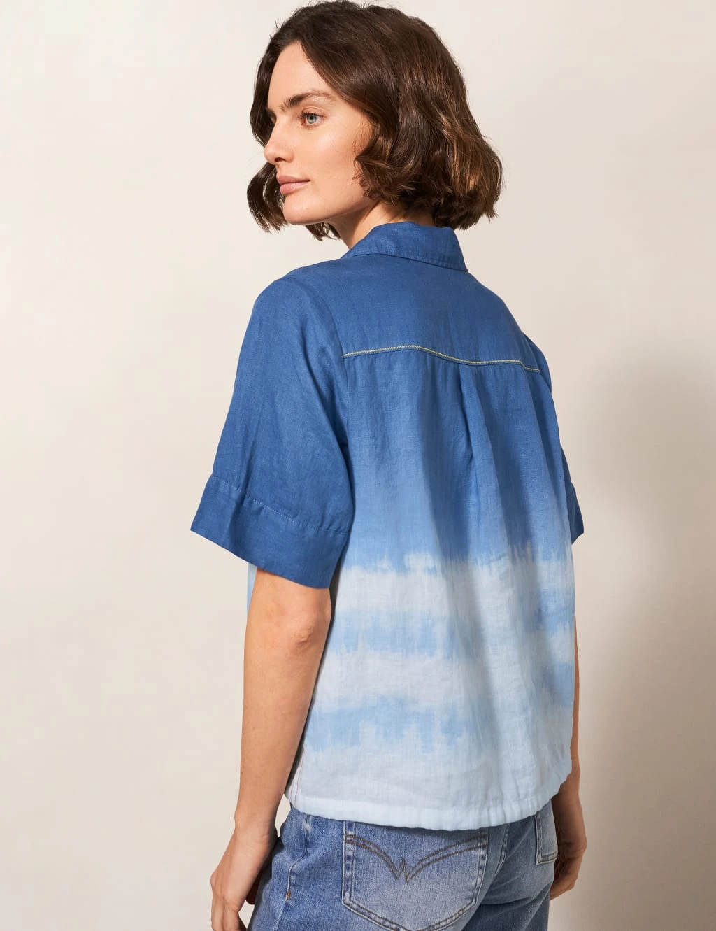 WHITE STUFF Pure Linen Tie Dye Collared Shirt 5 WHITE STUFF Pure Linen Tie Dye Collared Shirt - Image 5