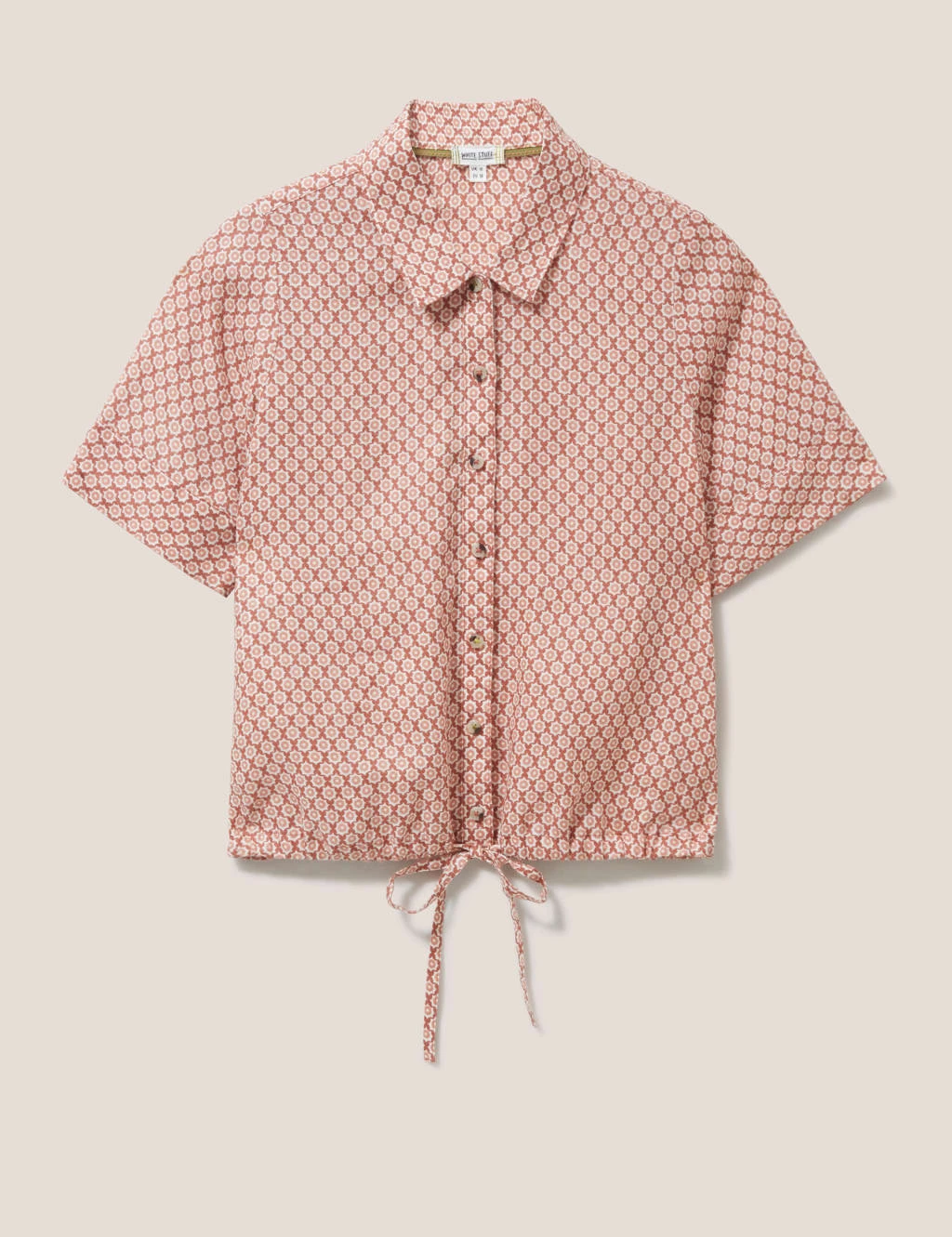 WHITE STUFF Pure Linen Geometric Tie Front Shirt 2 WHITE STUFF Pure Linen Geometric Tie Front Shirt - Image 2