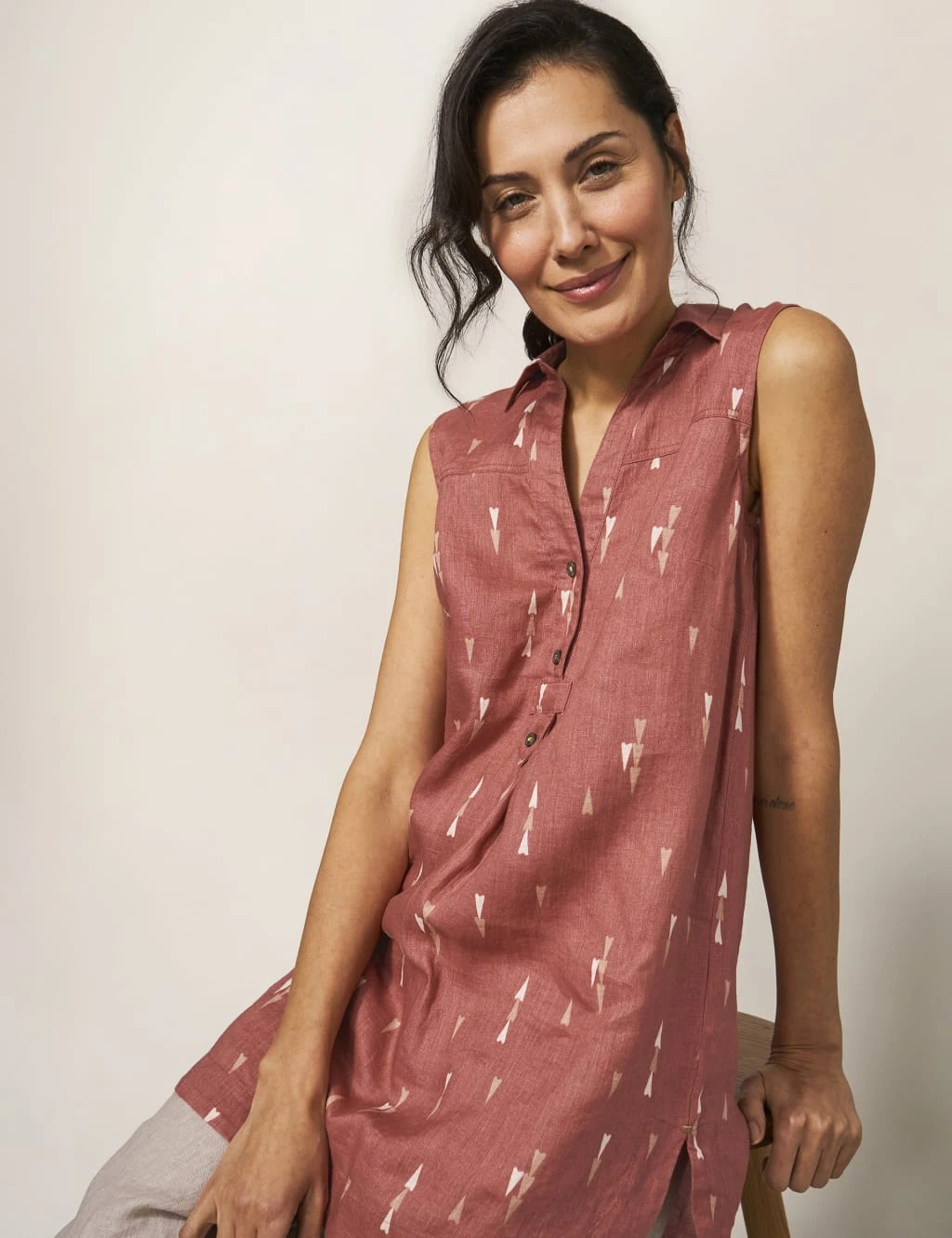 WHITE STUFF Pure Linen Heart Print Tunic 4 WHITE STUFF Pure Linen Heart Print Tunic - Image 4