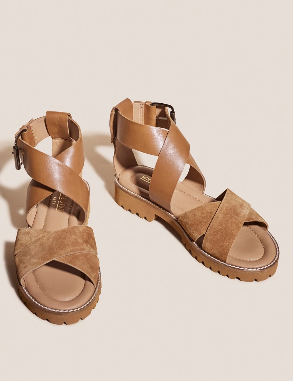 WHITE STUFF Leather Crossover Ankle Strap Flat Sandals 2 WHITE STUFF Leather Crossover Ankle Strap Flat Sandals - Image 2