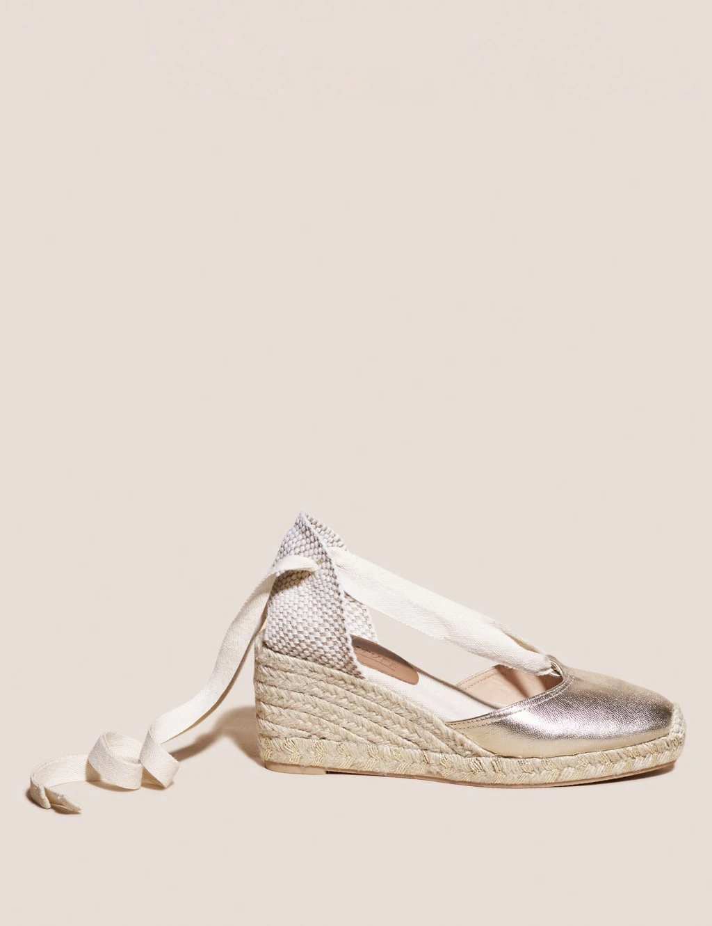 WHITE STUFF Leather Metallic Wedge Espadrilles 1 WHITE STUFF Leather Metallic Wedge Espadrilles