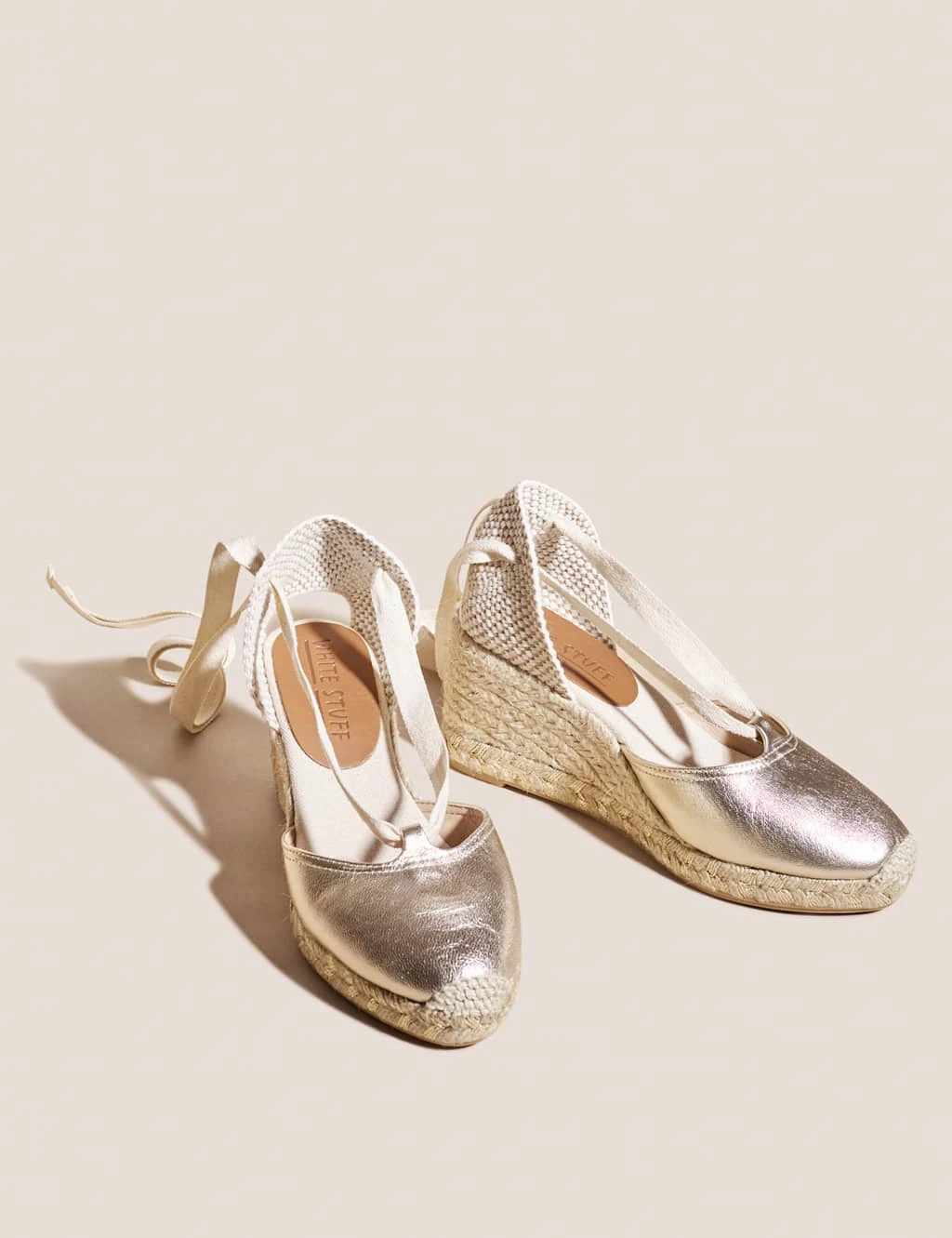 WHITE STUFF Leather Metallic Wedge Espadrilles 2 WHITE STUFF Leather Metallic Wedge Espadrilles - Image 2