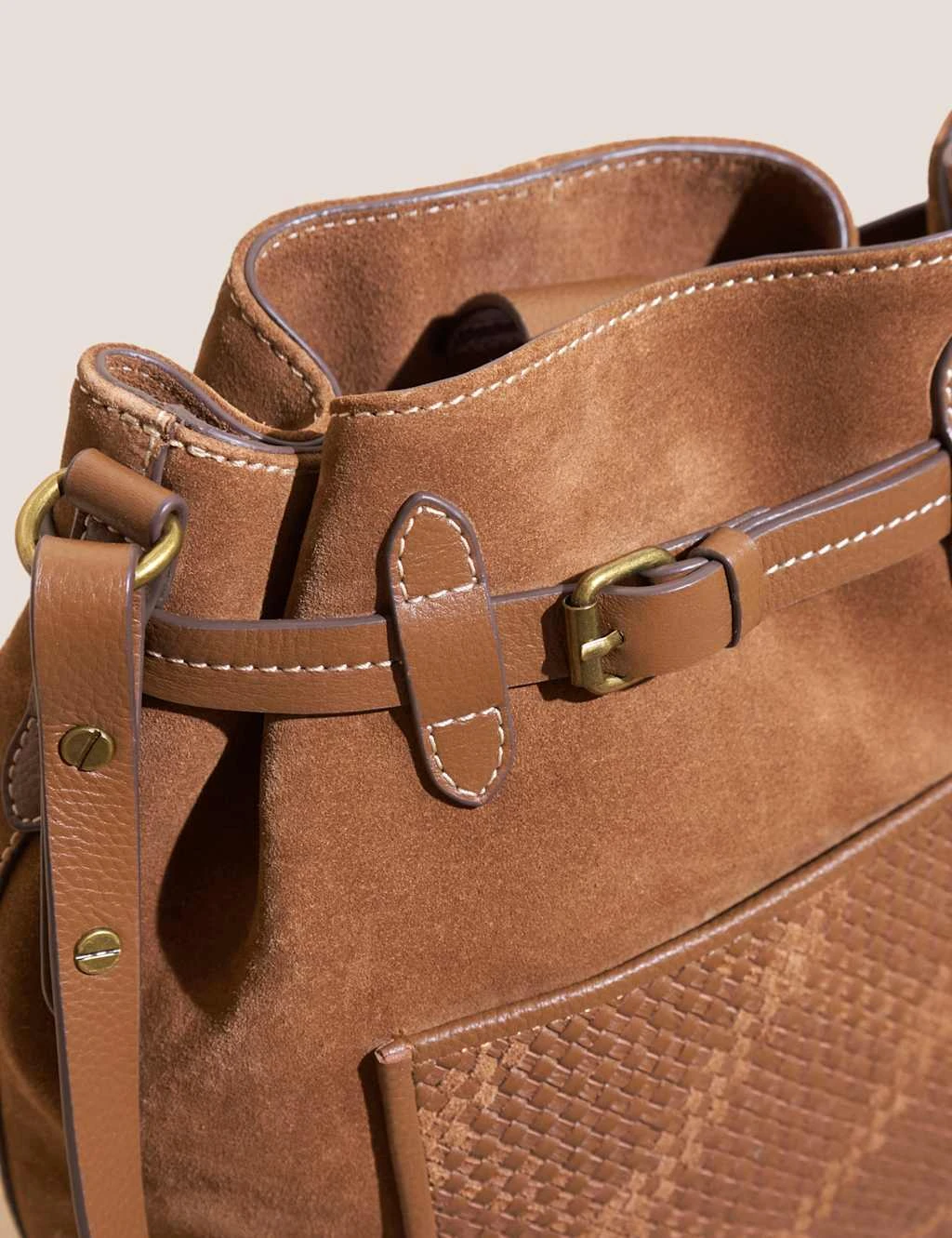 WHITE STUFF Suede Woven Bucket Bag 2 WHITE STUFF Suede Woven Bucket Bag - Image 2