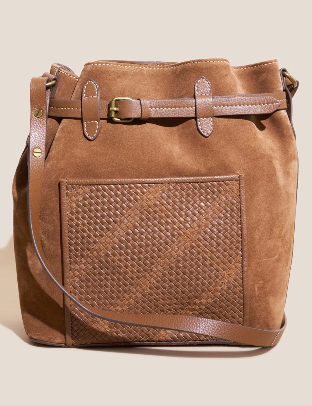 WHITE STUFF Suede Woven Bucket Bag 1 WHITE STUFF Suede Woven Bucket Bag