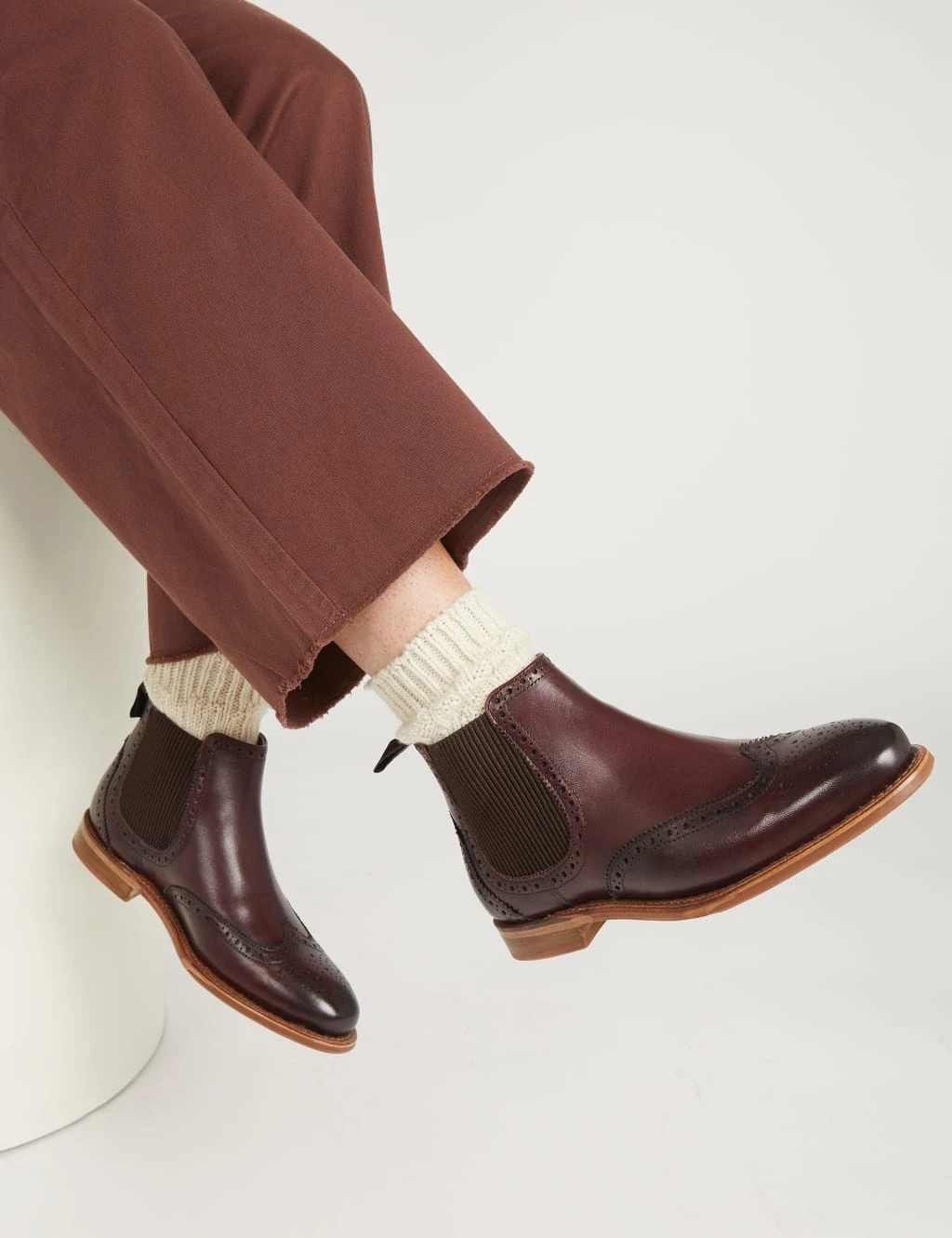 Jones Bootmaker Leather Chelsea Brogue Detail Flat Boots 1 Jones Bootmaker Leather Chelsea Brogue Detail Flat Boots