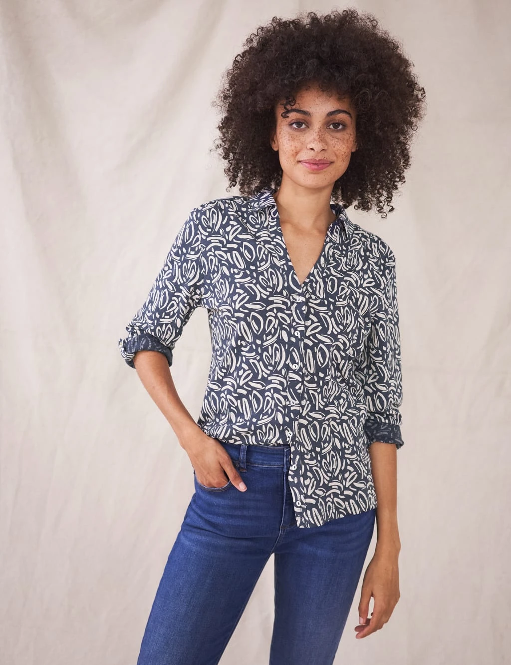 WHITE STUFF Jersey Printed Long Sleeve Shirt 1 WHITE STUFF Jersey Printed Long Sleeve Shirt