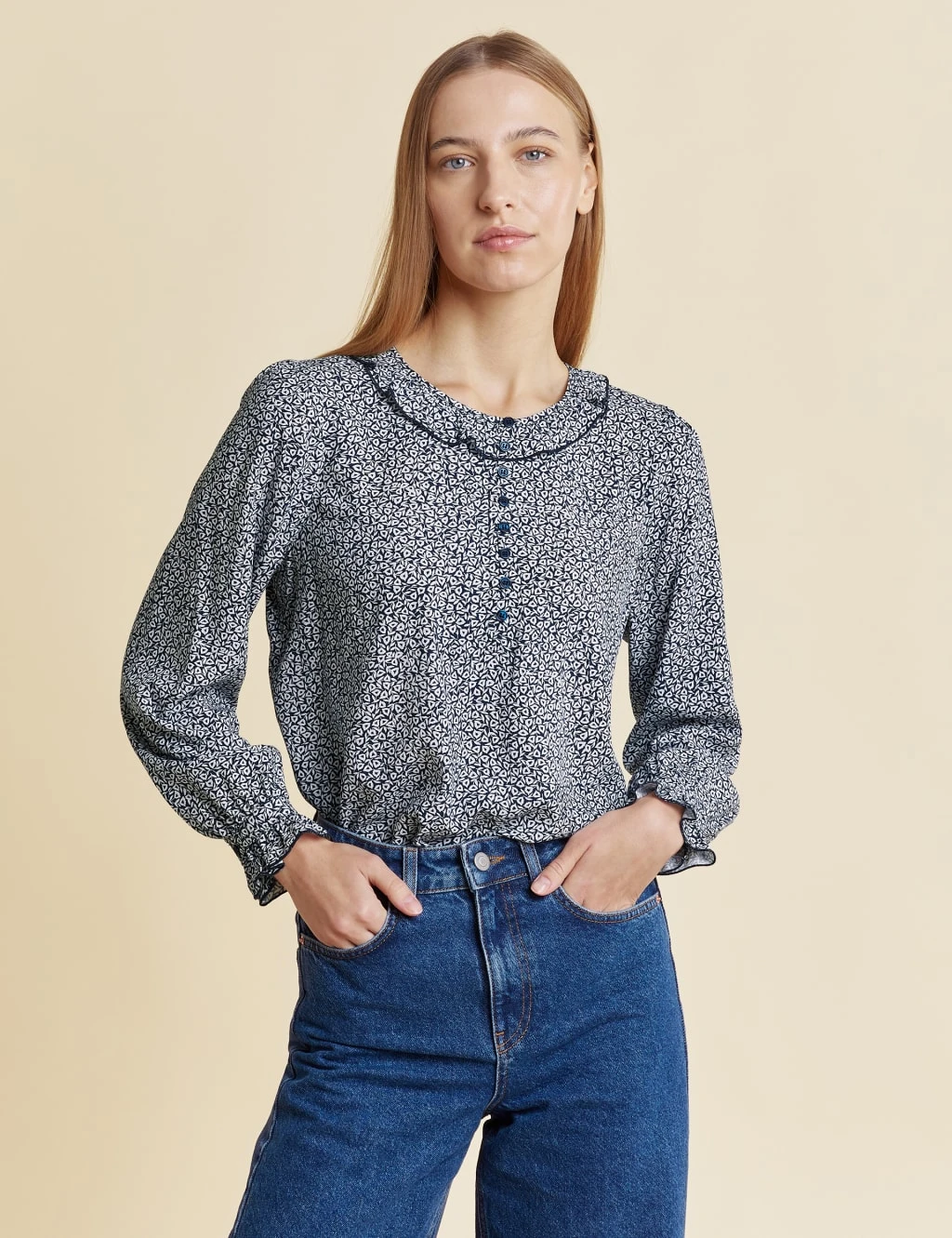 Floral Ruffle Button Detail Blouse 1 Floral Ruffle Button Detail Blouse