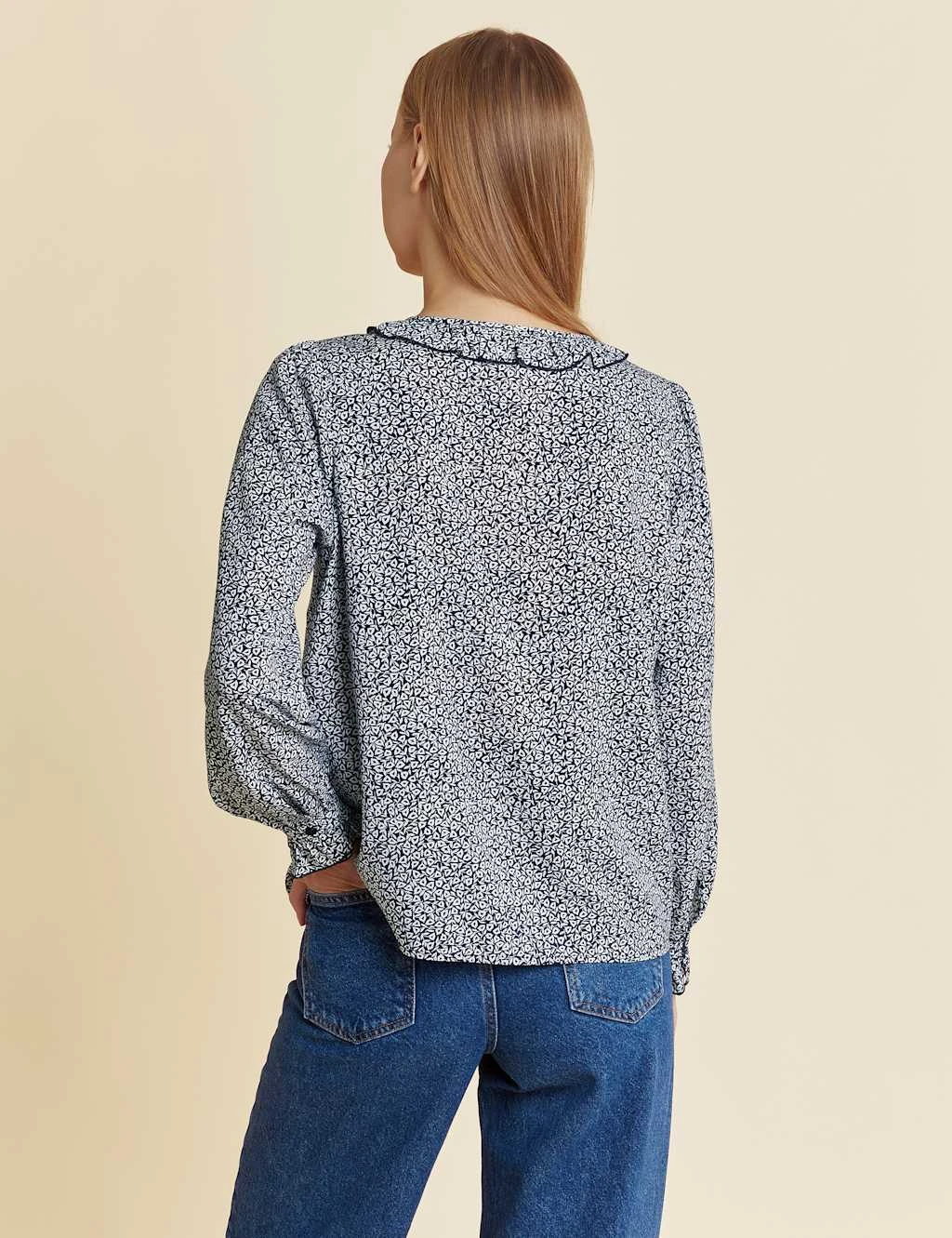 Floral Ruffle Button Detail Blouse 3 Floral Ruffle Button Detail Blouse - Image 3