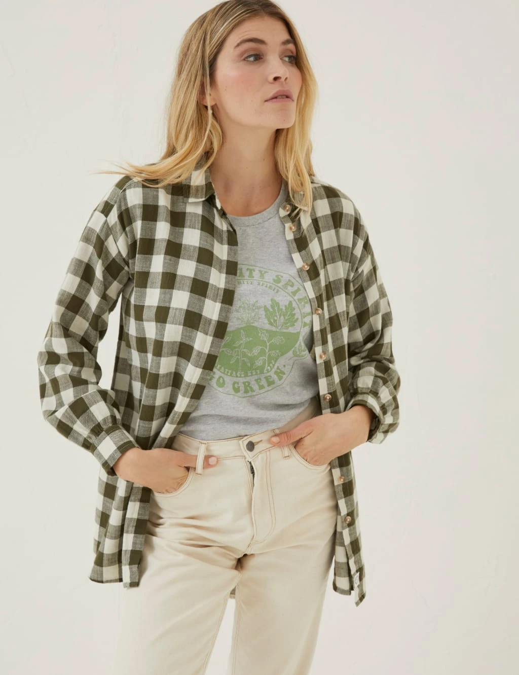 Pure Cotton Checked Longline Shirt 1 Pure Cotton Checked Longline Shirt