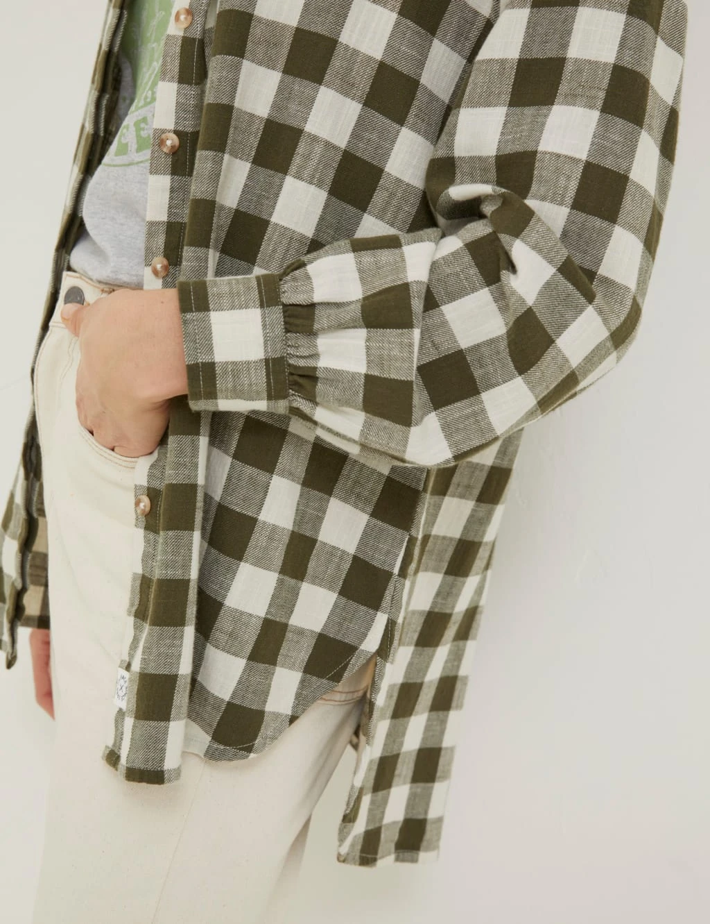 Pure Cotton Checked Longline Shirt 4 Pure Cotton Checked Longline Shirt - Image 4