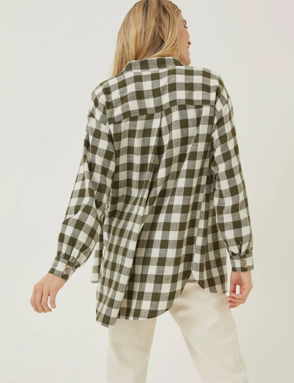 Pure Cotton Checked Longline Shirt 5 Pure Cotton Checked Longline Shirt - Image 5