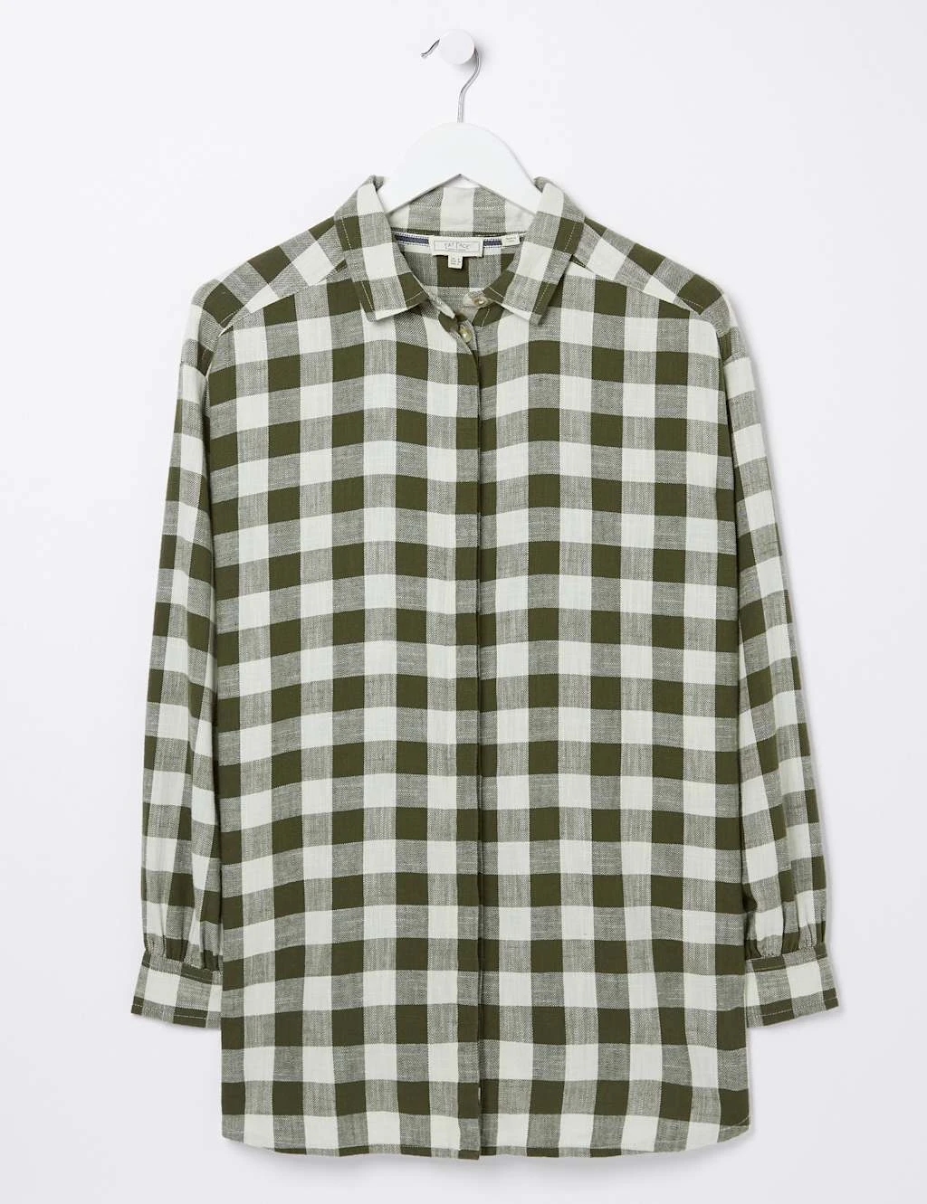 Pure Cotton Checked Longline Shirt 2 Pure Cotton Checked Longline Shirt - Image 2