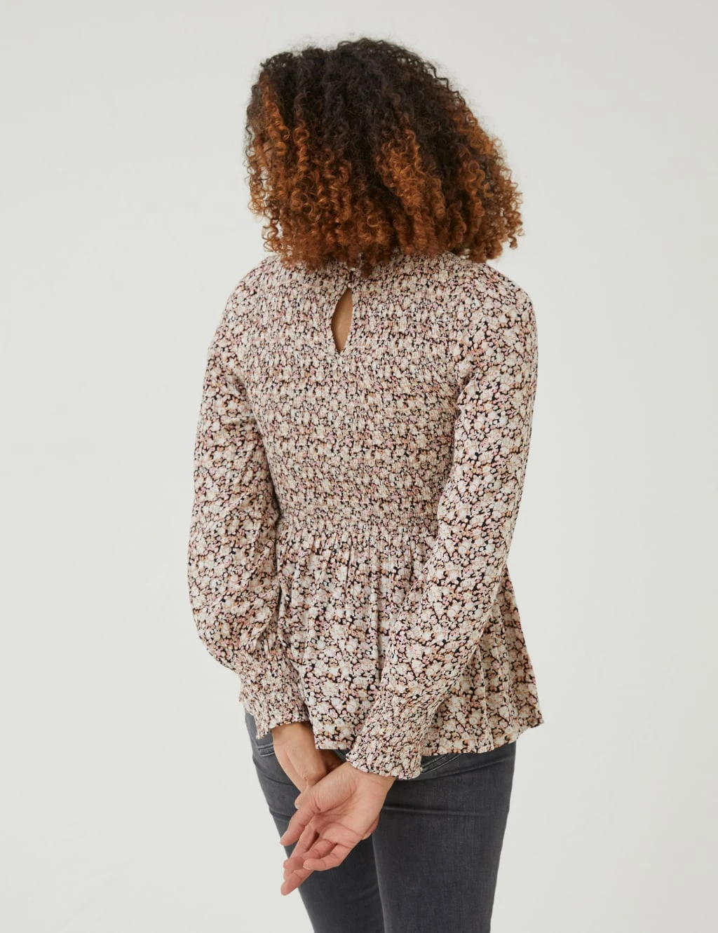 Floral Shirred Long Sleeve Blouse 3 Floral Shirred Long Sleeve Blouse - Image 3