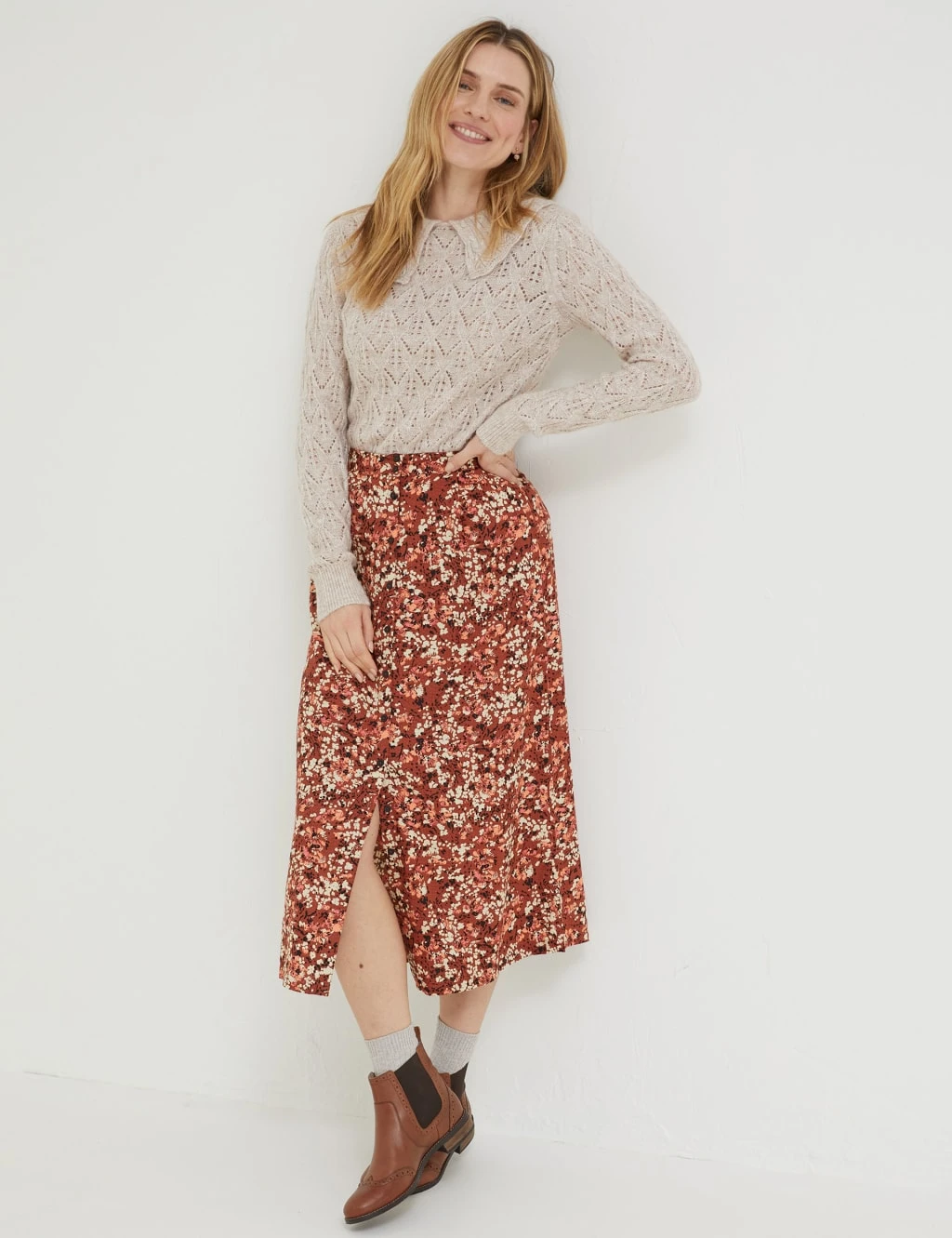 Floral Midaxi Split Front Slip Skirt 1 Floral Midaxi Split Front Slip Skirt