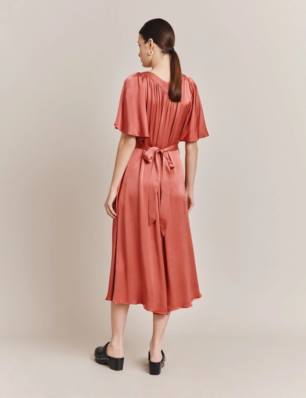 Ghost Satin Round Neck Midi Waisted Dress 2 Ghost Satin Round Neck Midi Waisted Dress - Image 2