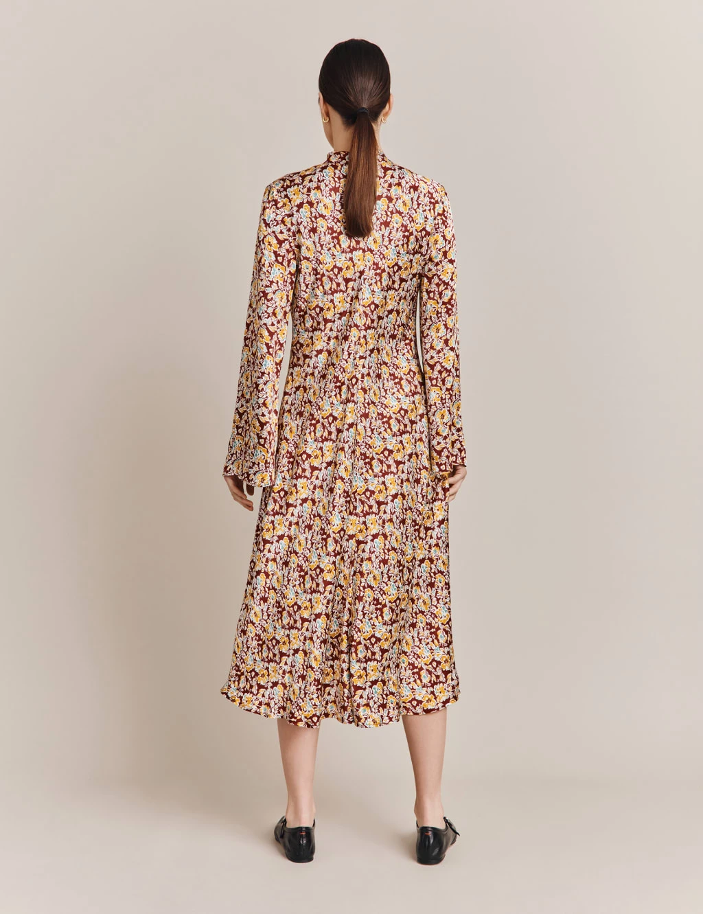 Ghost Floral Tie Neck Midi Swing Dress 3 Ghost Floral Tie Neck Midi Swing Dress - Image 3