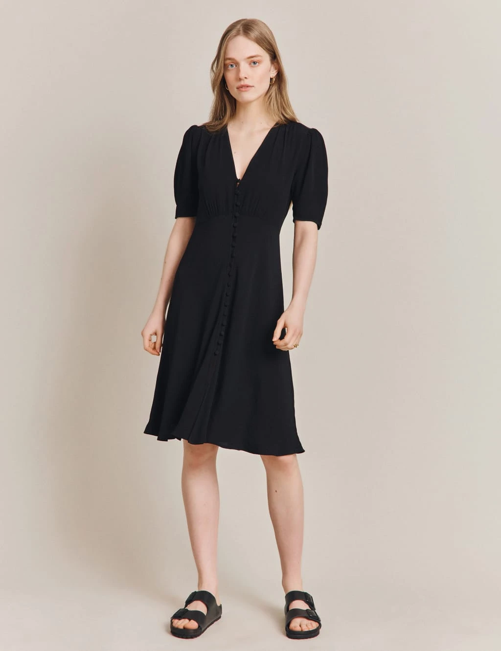 Ghost V-Neck Puff Sleeve Knee Length Tea Dress 1 Ghost V-Neck Puff Sleeve Knee Length Tea Dress