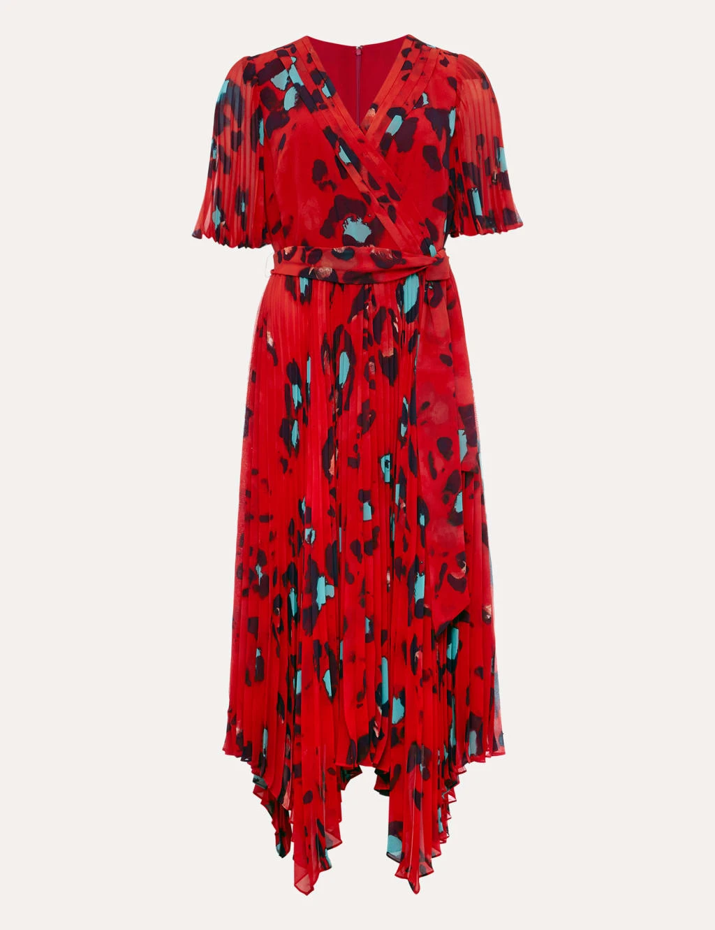 Animal Print V-Neck Pleated Midi Wrap Dress 2 Animal Print V-Neck Pleated Midi Wrap Dress - Image 2