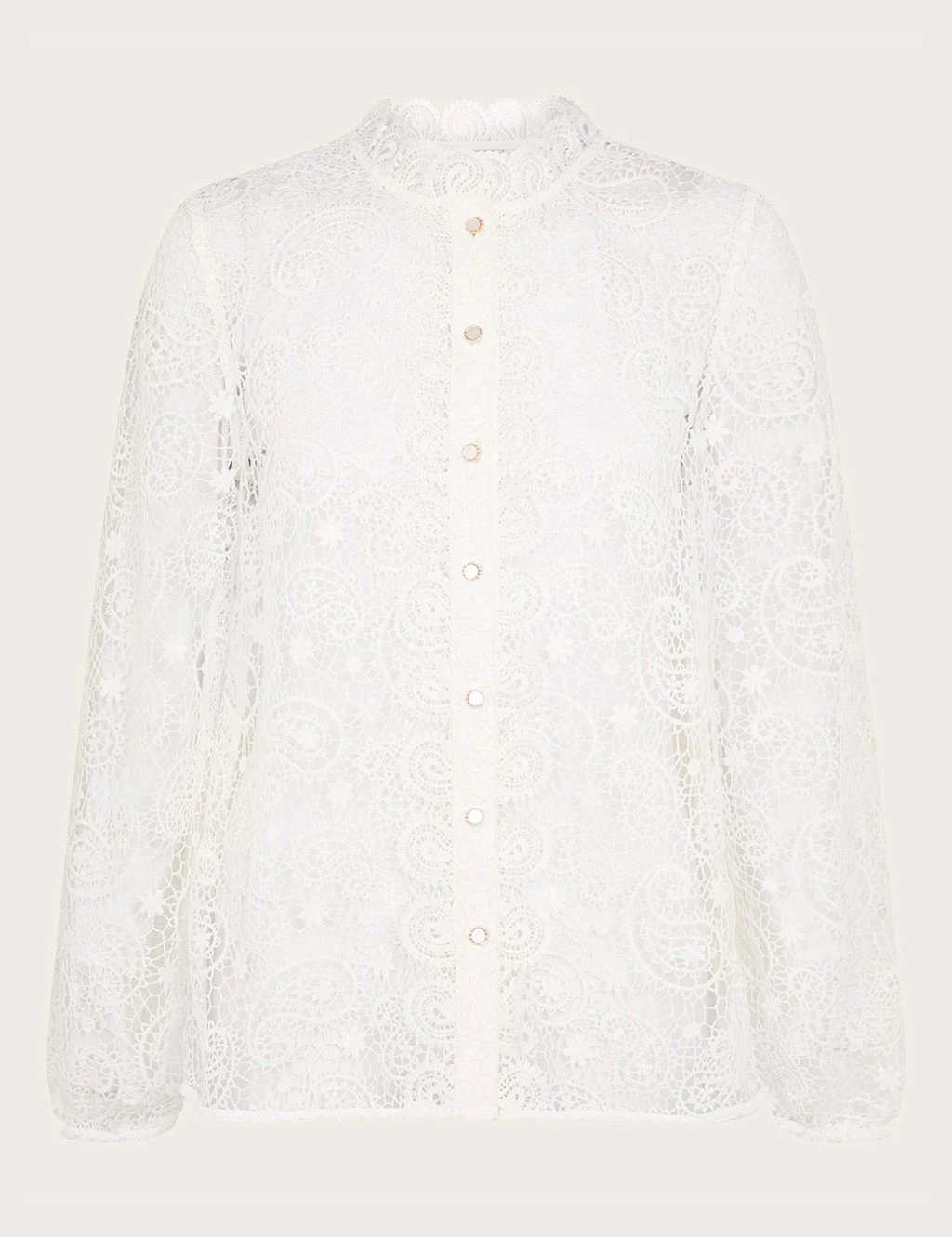 MONSOON Lace Paisley High Neck Button Through Blouse 2 MONSOON Lace Paisley High Neck Button Through Blouse - Image 2