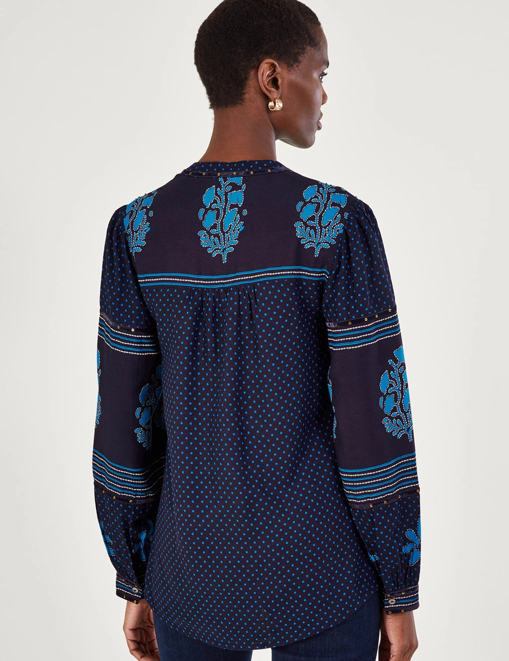 MONSOON Printed Embroidered V-Neck Popover Blouse 4 MONSOON Printed Embroidered V-Neck Popover Blouse - Image 4