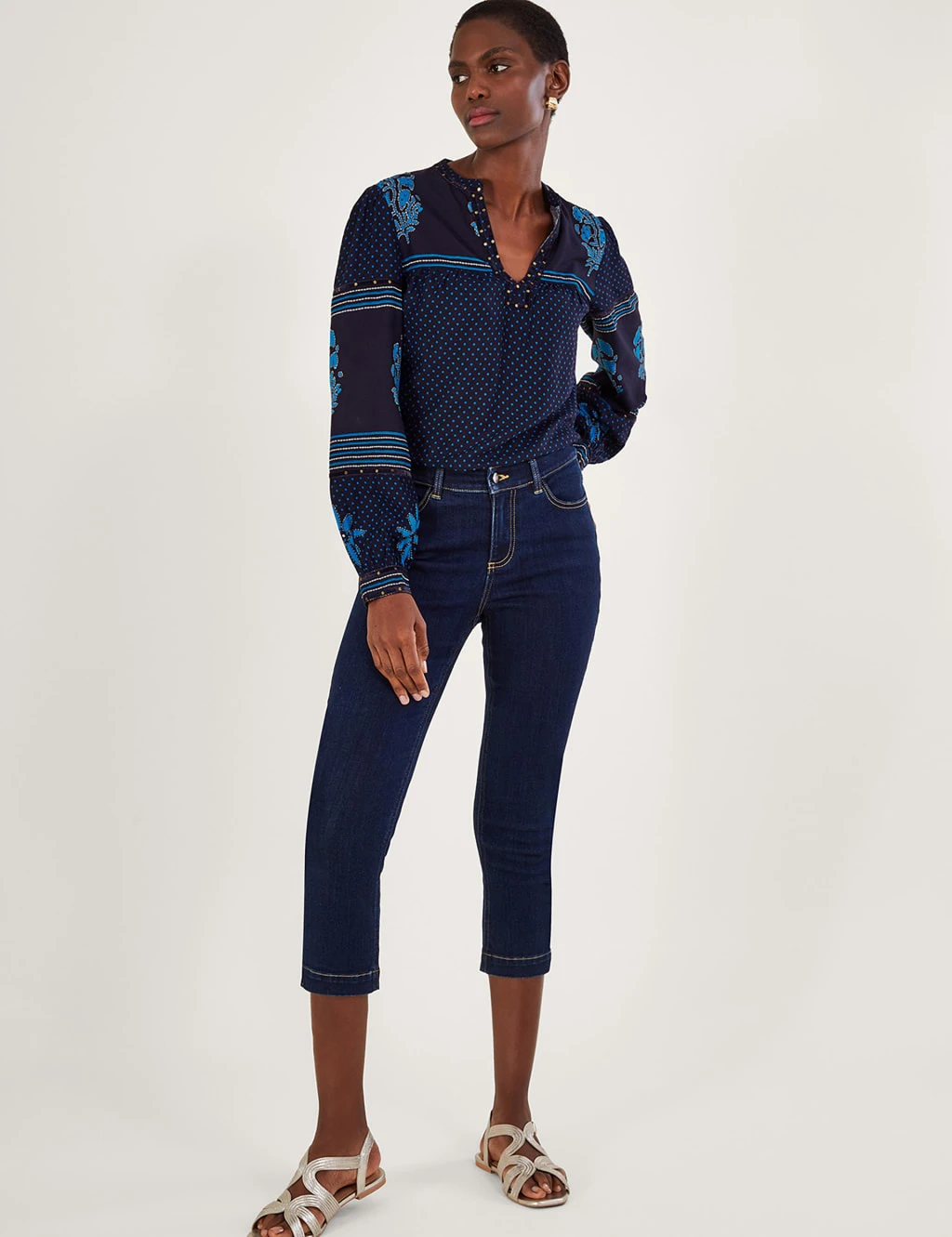 MONSOON Printed Embroidered V-Neck Popover Blouse 5 MONSOON Printed Embroidered V-Neck Popover Blouse - Image 5