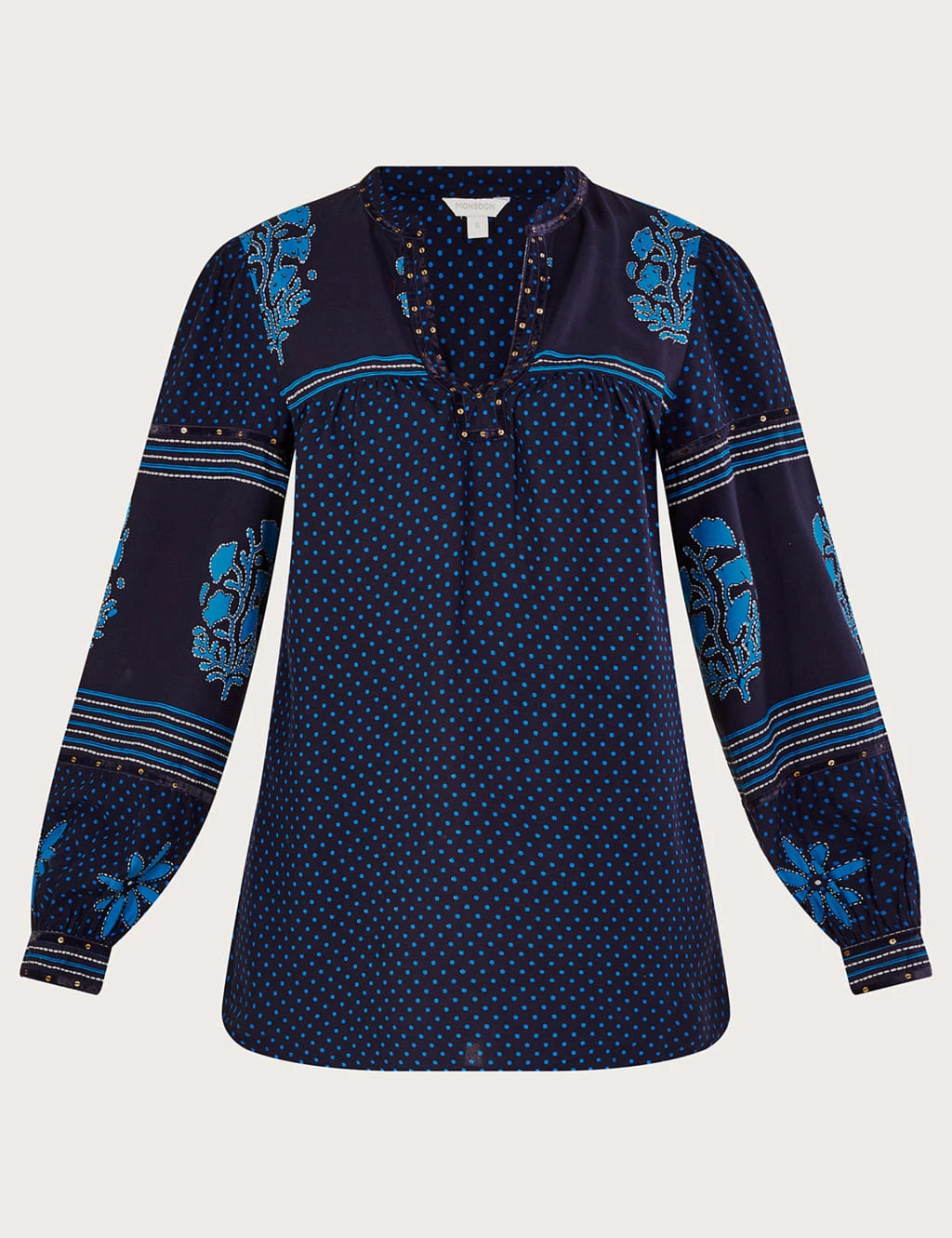 MONSOON Printed Embroidered V-Neck Popover Blouse 2 MONSOON Printed Embroidered V-Neck Popover Blouse - Image 2