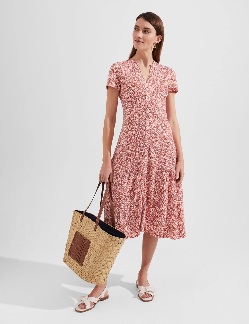 Printed V-Neck Midi Tea Dress 5 Printed V-Neck Midi Tea Dress - Image 5