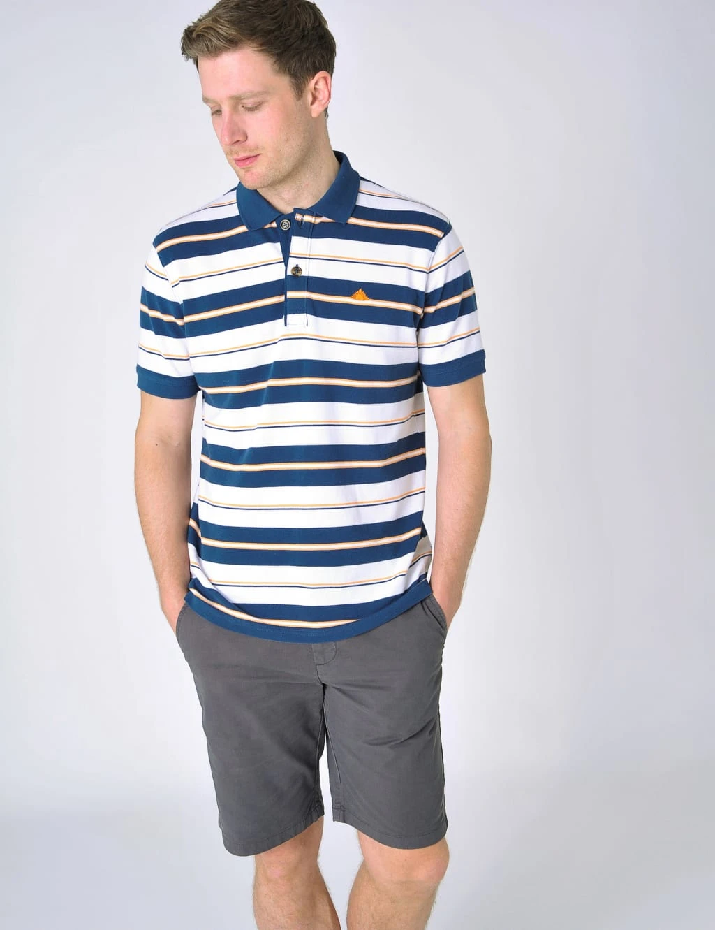 Pure Cotton Pique Striped Polo Shirt 1 Pure Cotton Pique Striped Polo Shirt