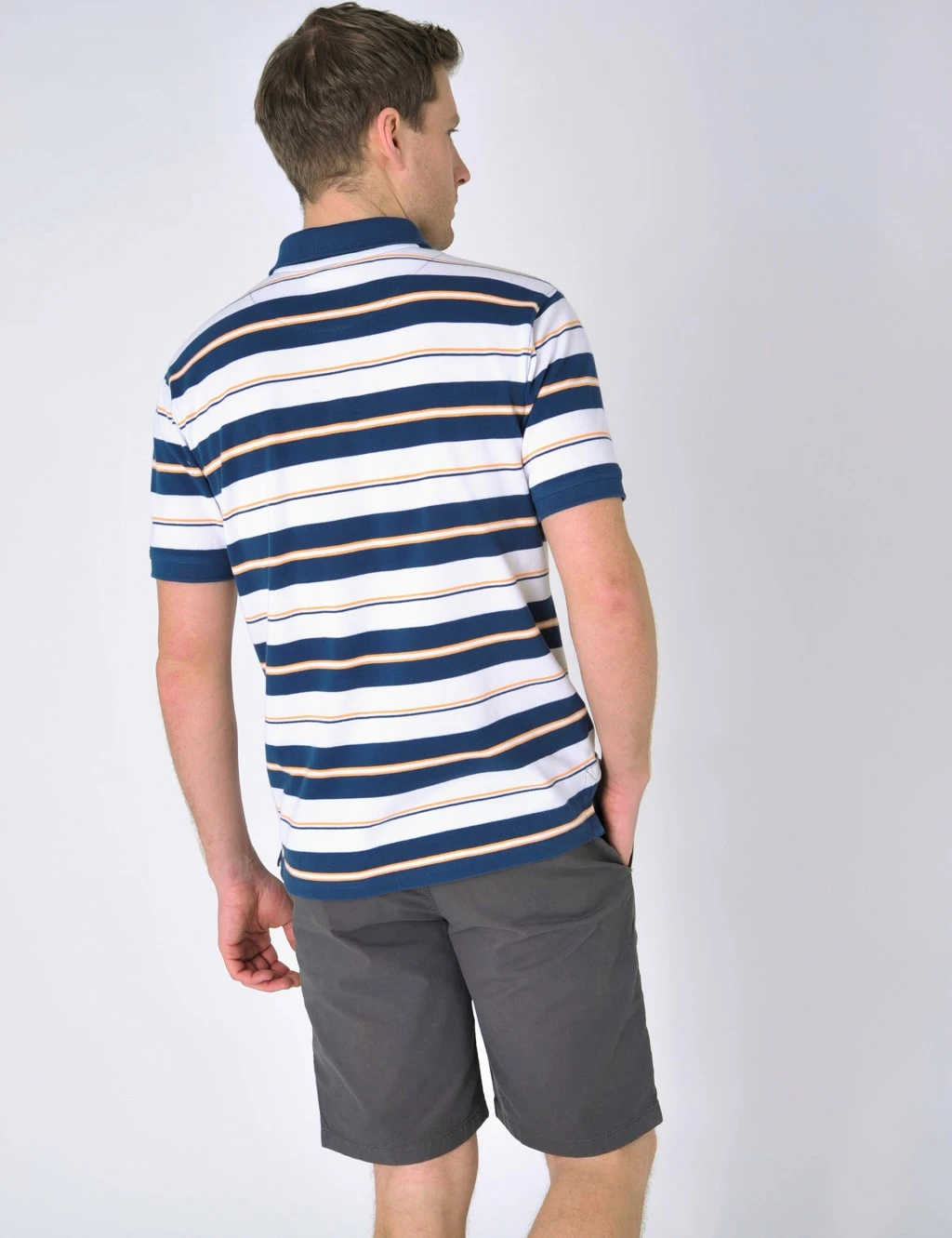 Pure Cotton Pique Striped Polo Shirt 3 Pure Cotton Pique Striped Polo Shirt - Image 3