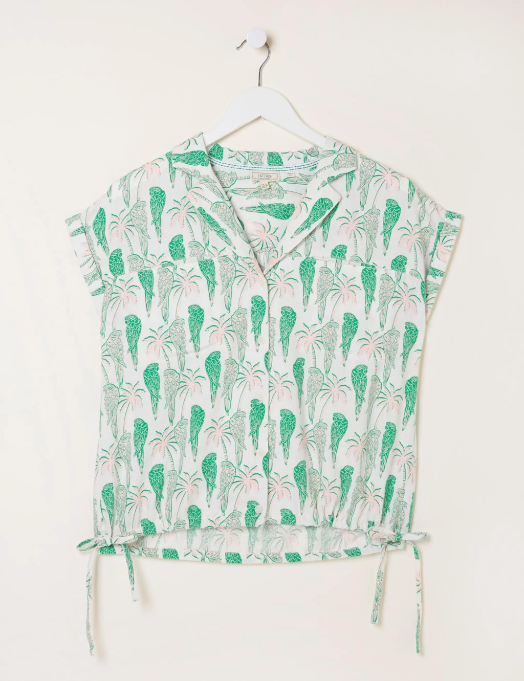 Linen Rich Bird Print Collared Shirt 2 Linen Rich Bird Print Collared Shirt - Image 2