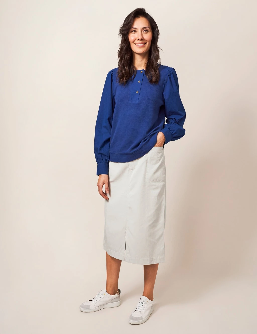 WHITE STUFF Cotton Blend Midi Pencil Skirt 1 WHITE STUFF Cotton Blend Midi Pencil Skirt