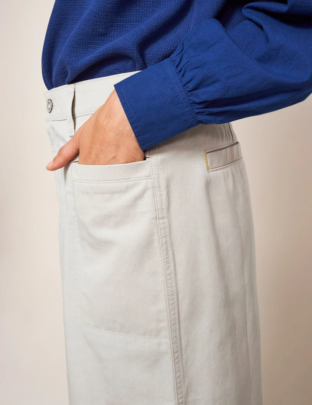 WHITE STUFF Cotton Blend Midi Pencil Skirt 3 WHITE STUFF Cotton Blend Midi Pencil Skirt - Image 3