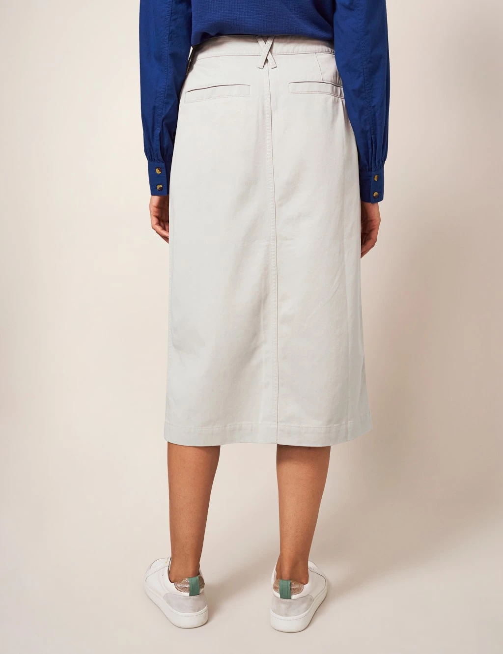 WHITE STUFF Cotton Blend Midi Pencil Skirt 4 WHITE STUFF Cotton Blend Midi Pencil Skirt - Image 4