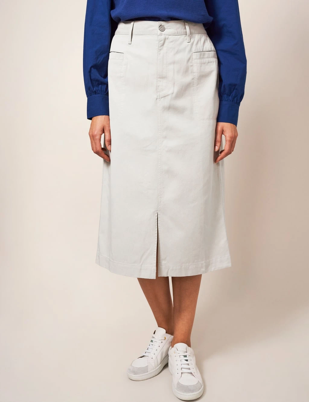 WHITE STUFF Cotton Blend Midi Pencil Skirt 5 WHITE STUFF Cotton Blend Midi Pencil Skirt - Image 5