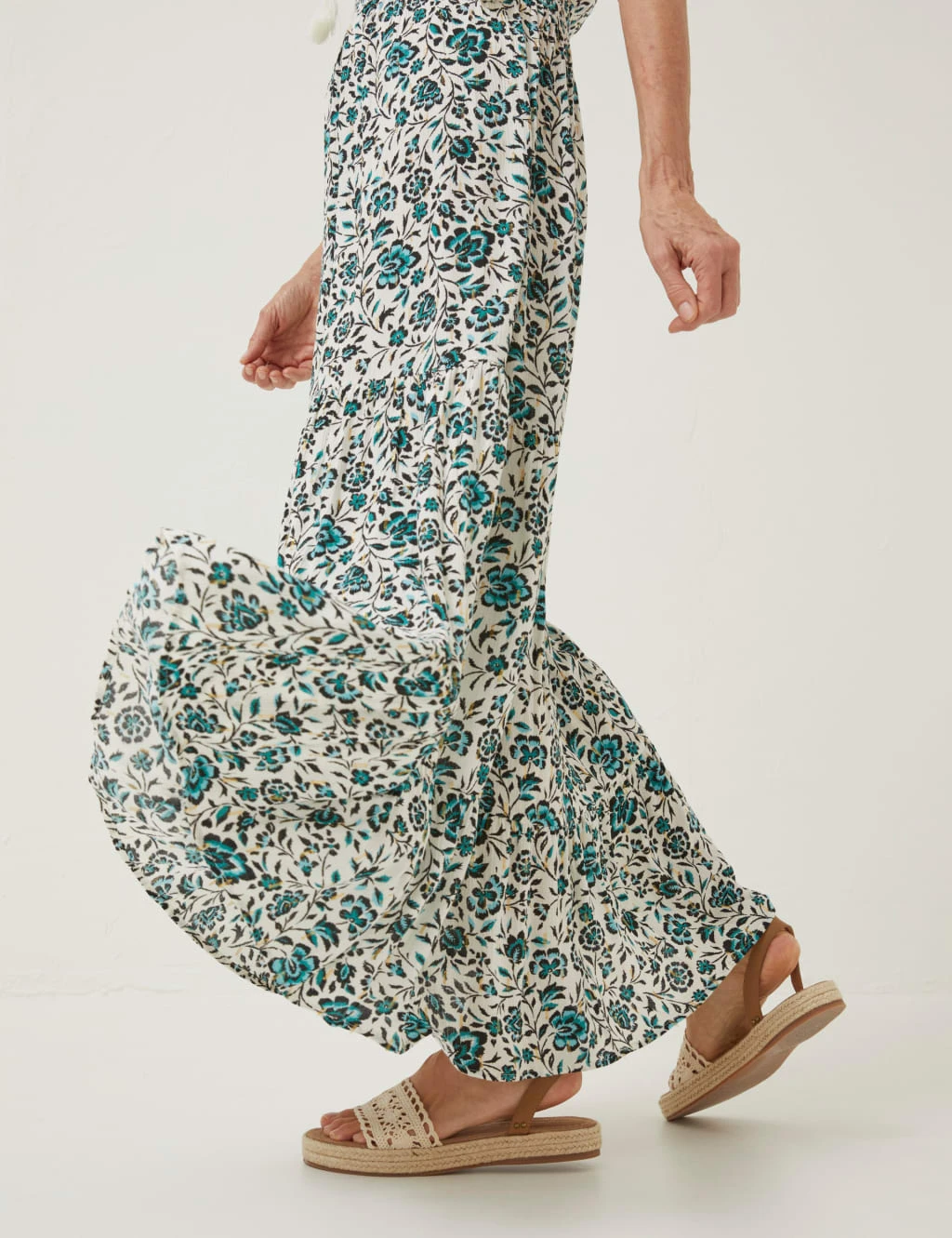 Floral Tie Neck Shirred Maxi Tiered Dress 5 Floral Tie Neck Shirred Maxi Tiered Dress - Image 5