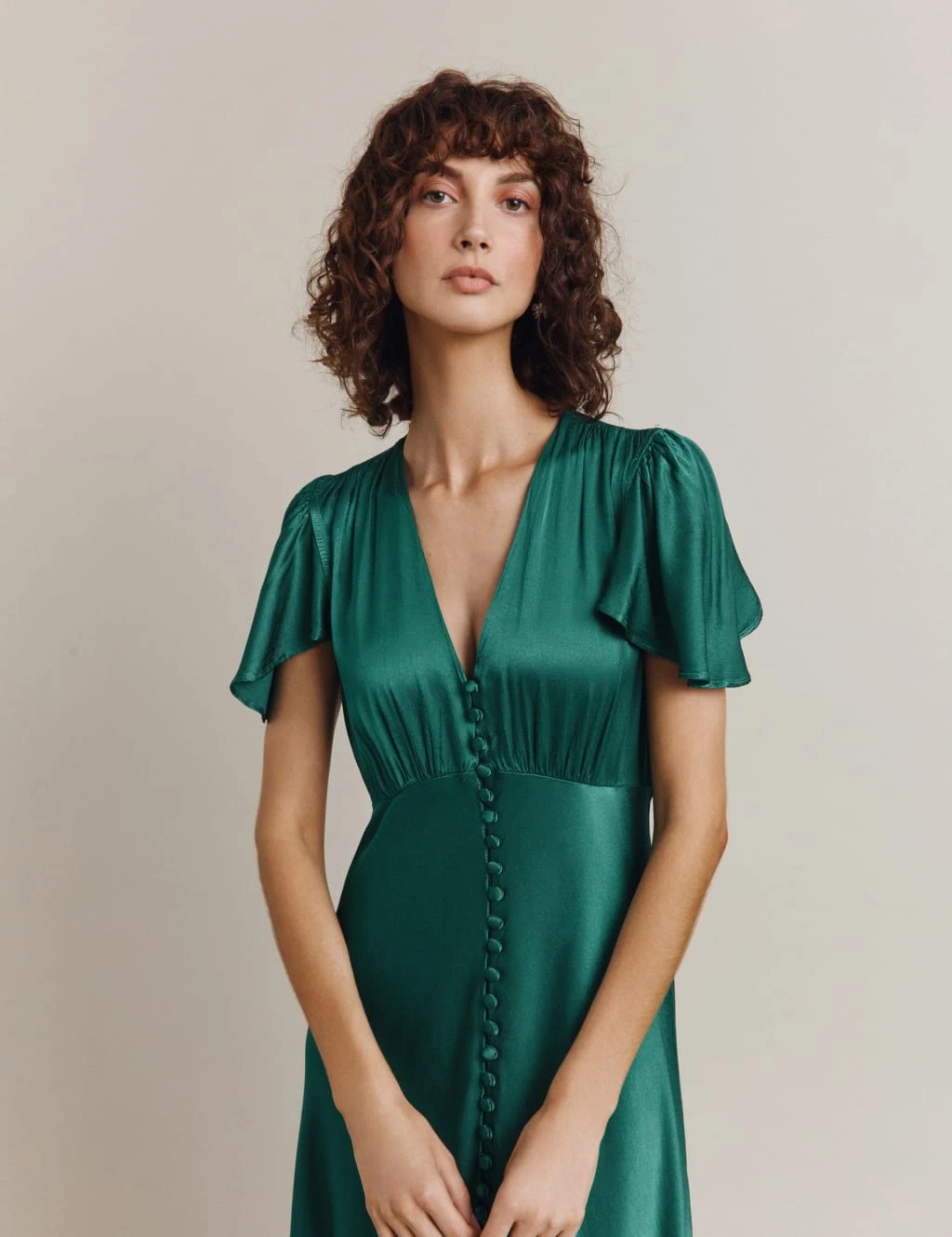 Ghost V-Neck Button Front Midi Swing Dress 2 Ghost V-Neck Button Front Midi Swing Dress - Image 2