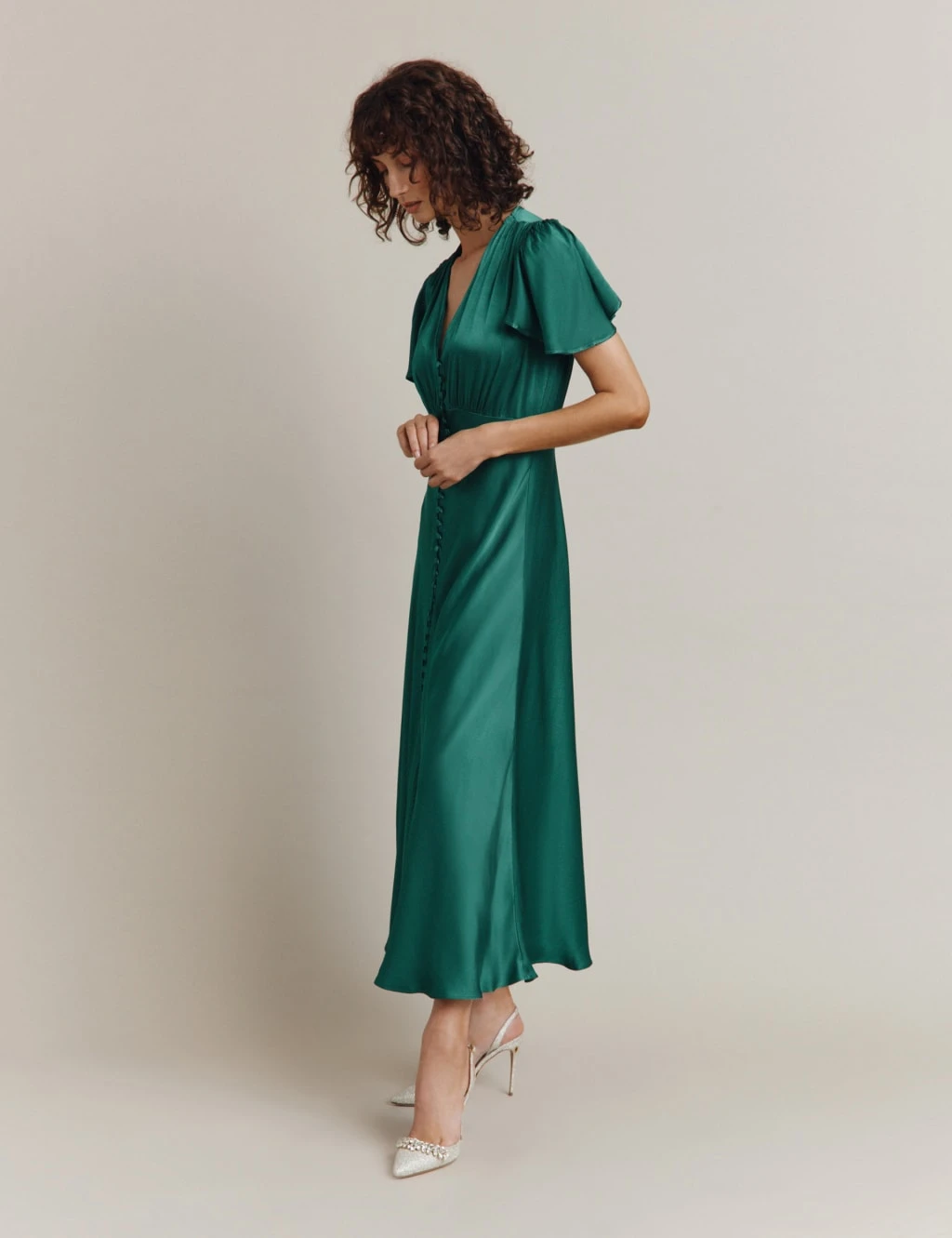 Ghost V-Neck Button Front Midi Swing Dress 4 Ghost V-Neck Button Front Midi Swing Dress - Image 4