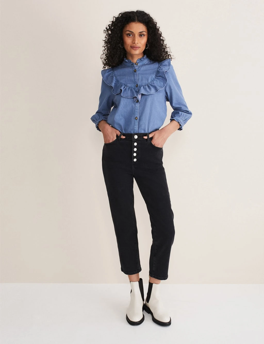 Button Front Straight Leg Jeans 1 Button Front Straight Leg Jeans