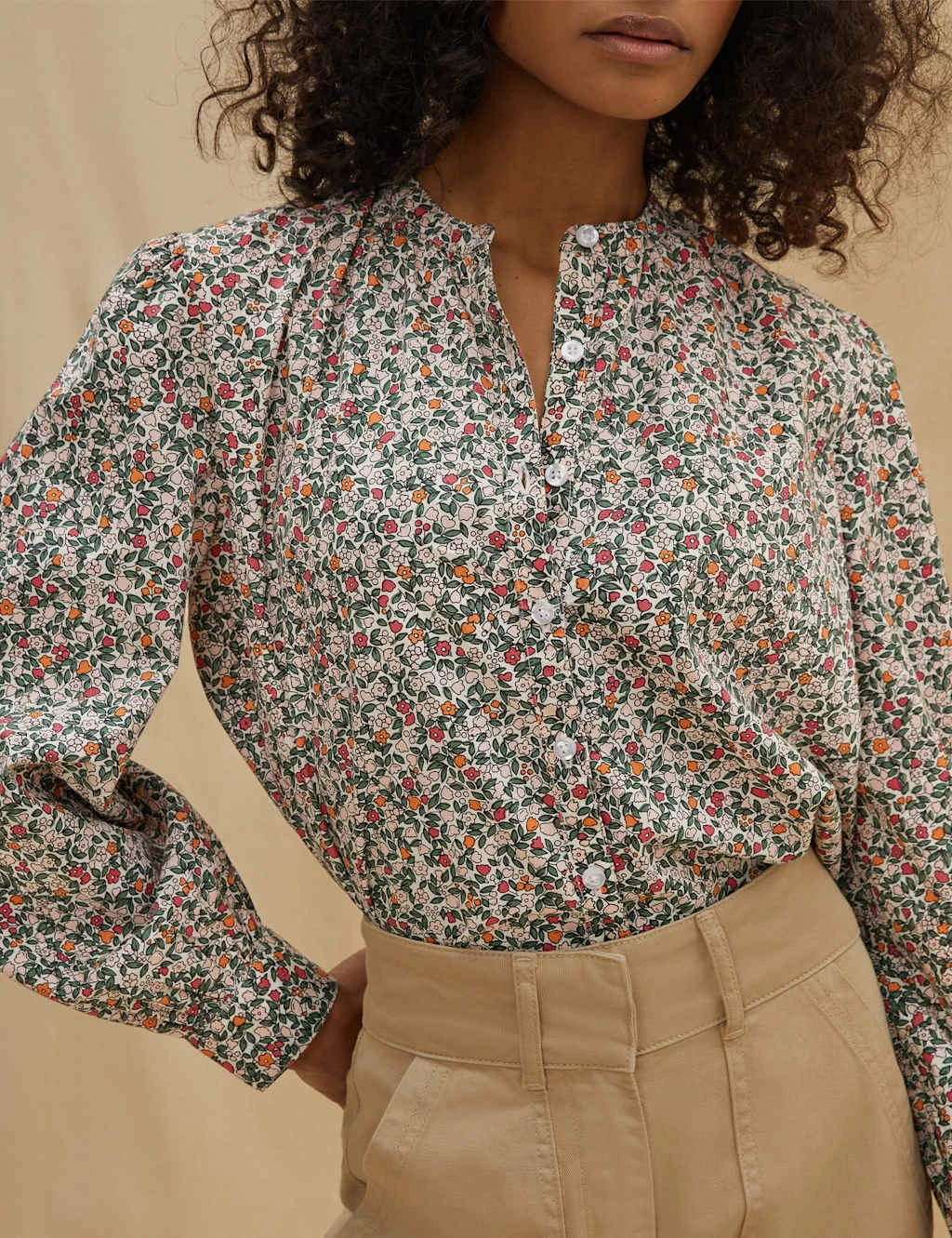 Pure Cotton Floral Round Neck Blouse 4 Pure Cotton Floral Round Neck Blouse - Image 4