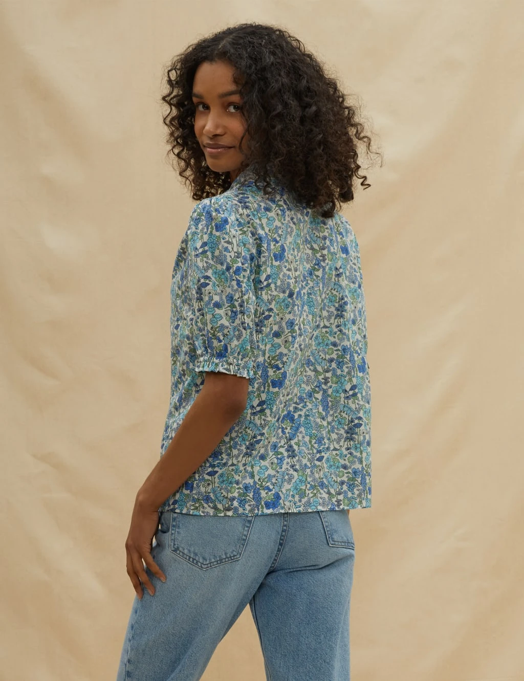 Organic Cotton Floral V-Neck Blouse 3 Organic Cotton Floral V-Neck Blouse - Image 3